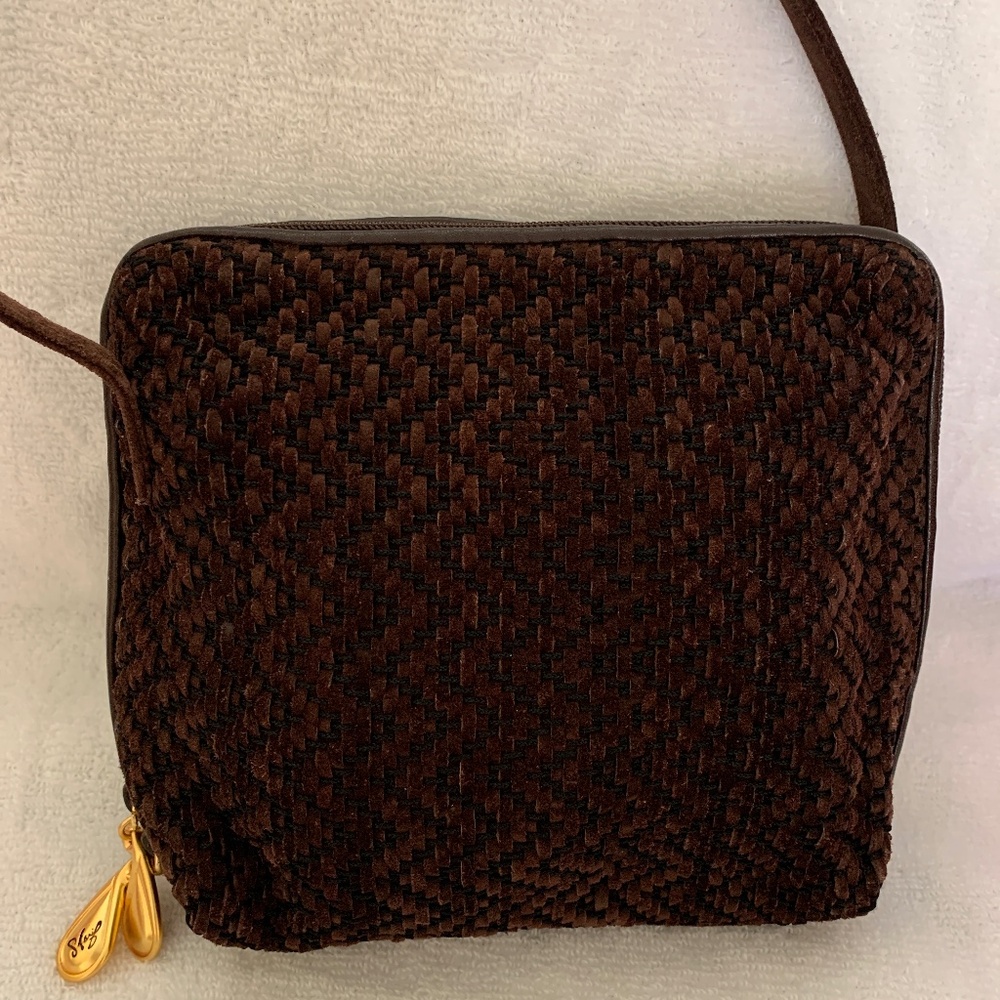 Sharif  Vintage Brown Woven Suede Crossbody